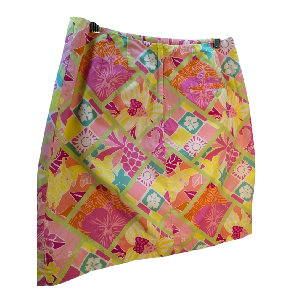 Lilly Pulitzer Rock a Hula Monkey Lined Skirt Sz 6 Back Zip Pocket Cotton - Picture 2 of 5